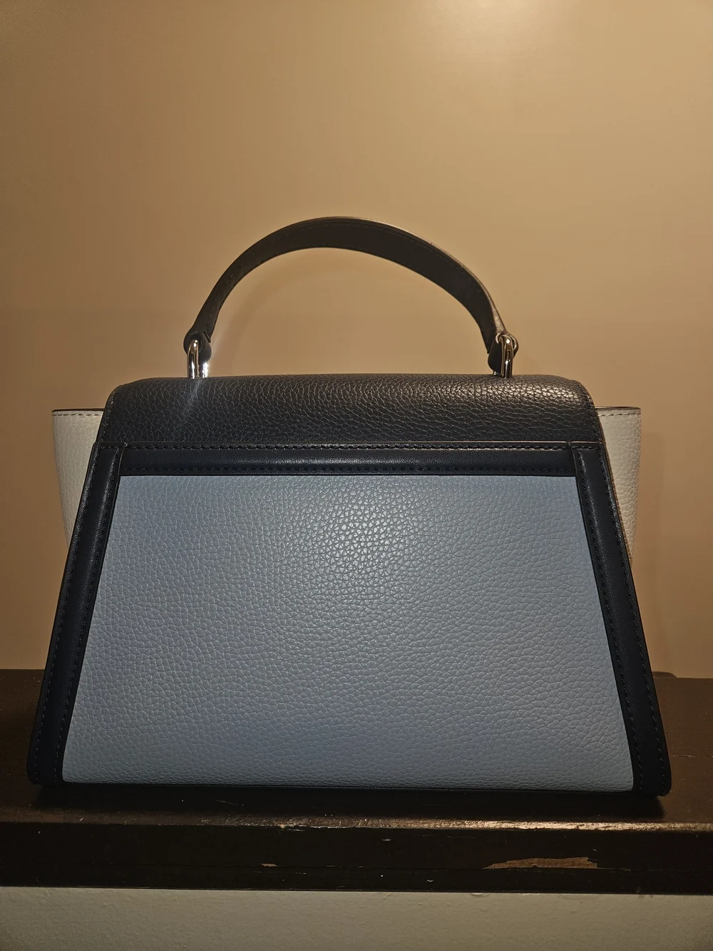 Michael Kors Two-Tone Navy and Light Blue Leather Top-Handle Satchel